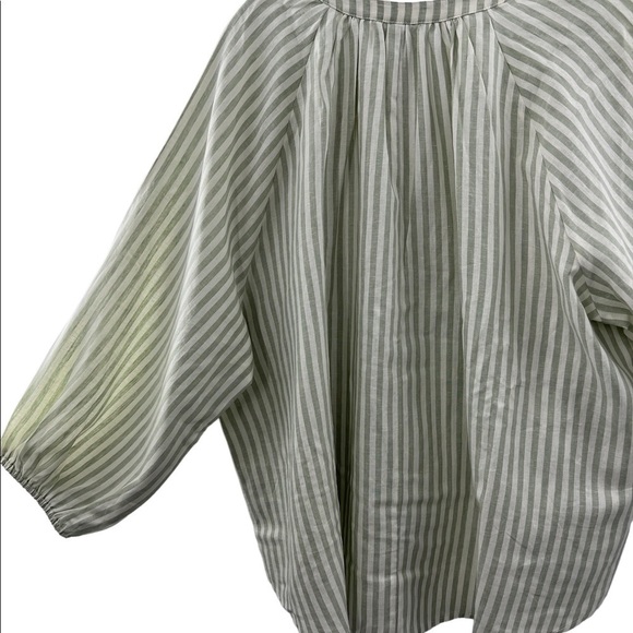 NWT A New Day Light Green Striped M Ragland Long Sleeve Tie Front Top - Picture 5 of 7